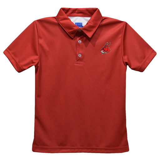 Central Missouri Mules Embroidered Red Short Sleeve Polo Box Shirt