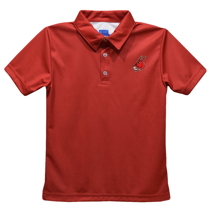 Central Missouri Mules Embroidered Red Short Sleeve Polo Box Shirt