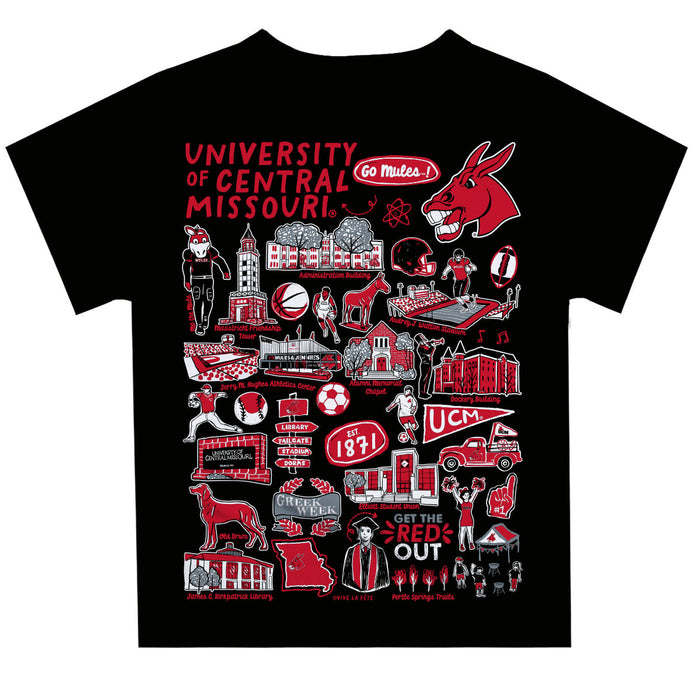 Central Missouri Mules Impressions Artwork T-Shirt - Black