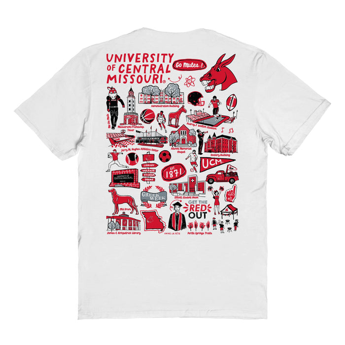 Central Missouri Mules Vive La Fete Impressions Artwork Red Womens Cotton Tshirt