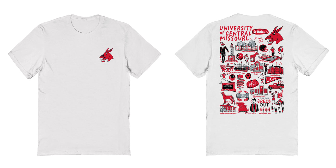 Central Missouri Mules Vive La Fete Impressions Artwork Red Womens Cotton Tshirt