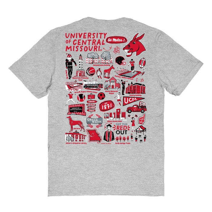 Central Missouri Mules Vive La Fete Impressions Artwork Red Womens Cotton Tshirt