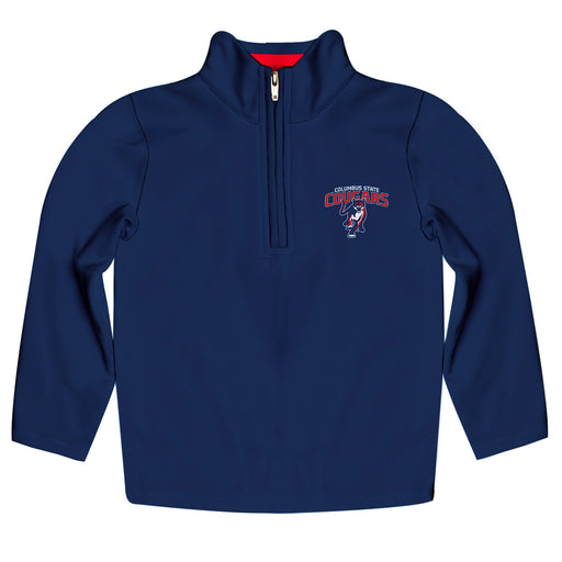Columbus State Cougars Vive La Fete Game Day Solid Blue Quarter Zip Pullover Sleeves