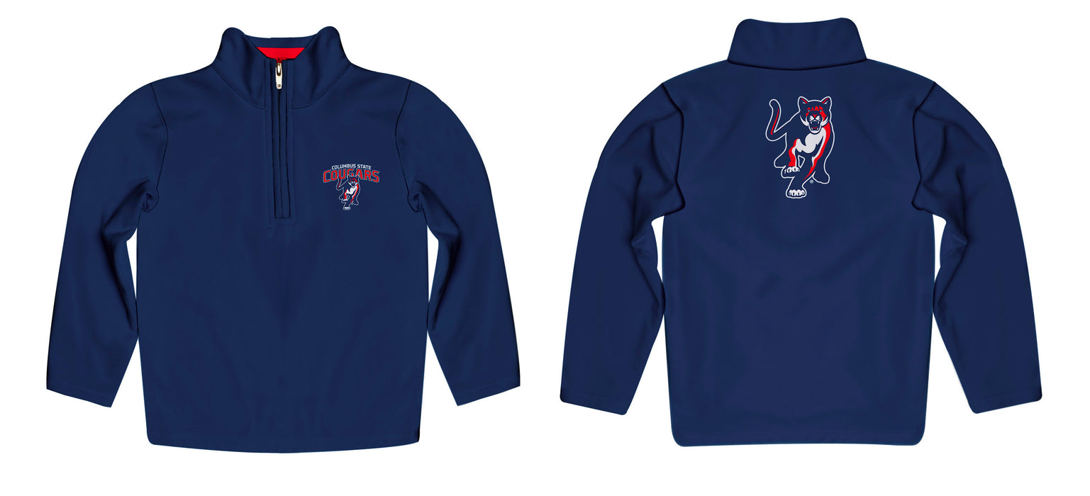 Columbus State Cougars Vive La Fete Game Day Solid Blue Quarter Zip Pullover Sleeves - Vive La Fête - Online Apparel Store