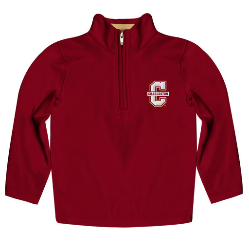 Charleston Cougars COC Vive La Fete Game Day Solid Maroon Quarter Zip Pullover Sleeves