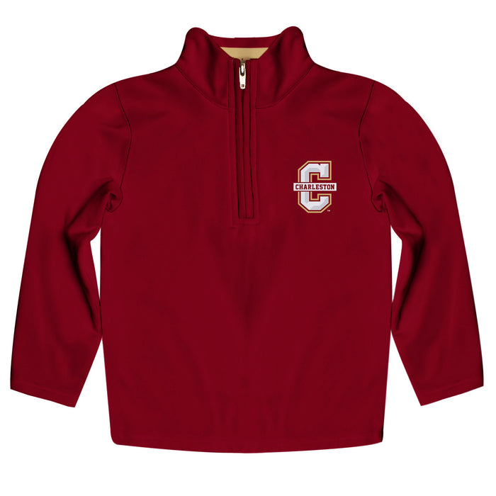 Charleston Cougars COC Vive La Fete Game Day Solid Maroon Quarter Zip Pullover Sleeves
