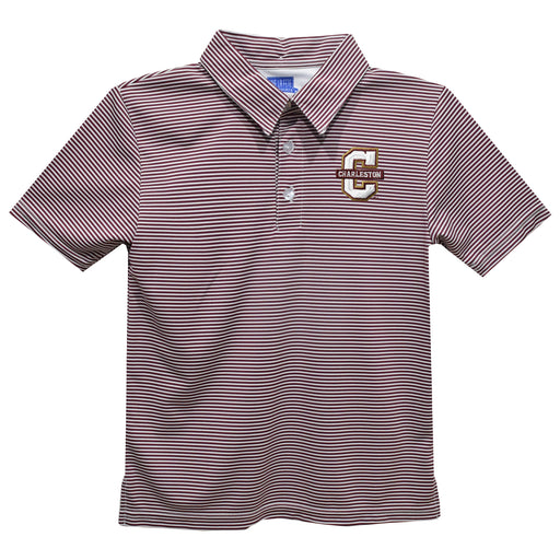 Charleston Cougars COC Embroidered Maroon Stripes Short Sleeve Polo Box Shirt