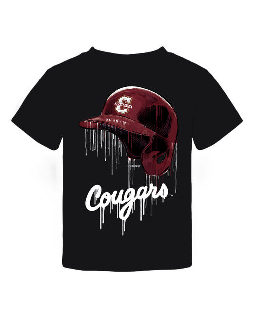 Charleston Cougars COC Original Dripping Baseball Helmet Black T-Shirt Cotton by Vive La Fete