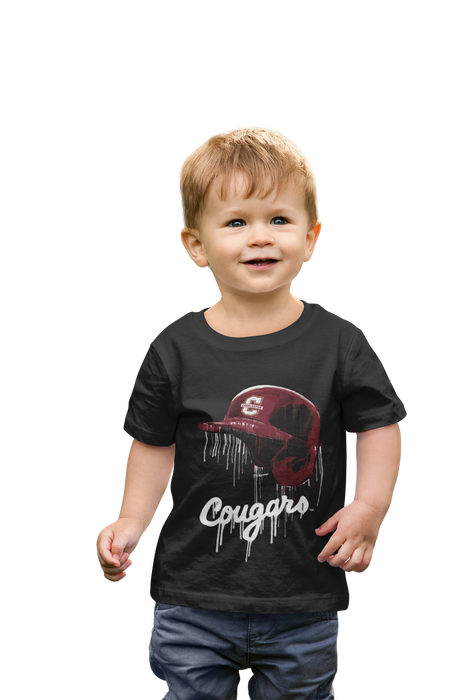 Charleston Cougars COC Original Dripping Baseball Helmet Black T-Shirt Cotton by Vive La Fete - Vive La Fête - Online Apparel Store