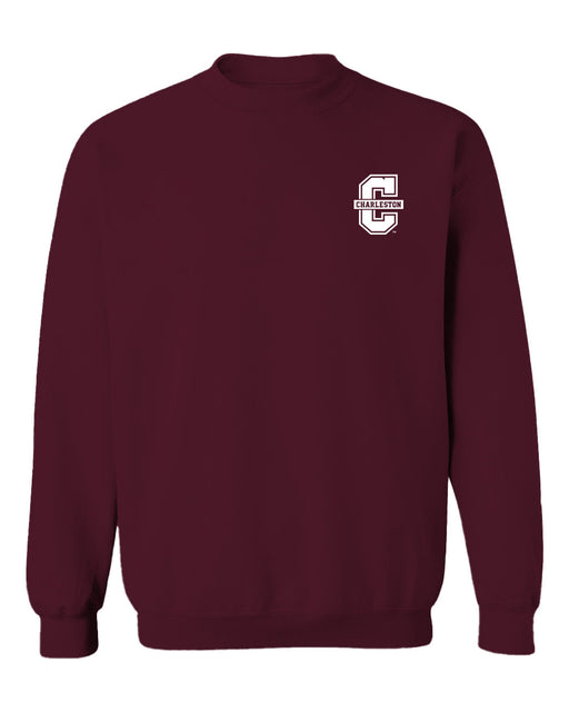 Charleston Cougars COC Hand Sketched Vive La Fete Impressions Artwork Maroon Crew Neck Sweatshirt for Women