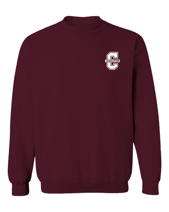 Charleston Cougars COC Hand Sketched Vive La Fete Impressions Artwork Maroon Crew Neck Sweatshirt for Women