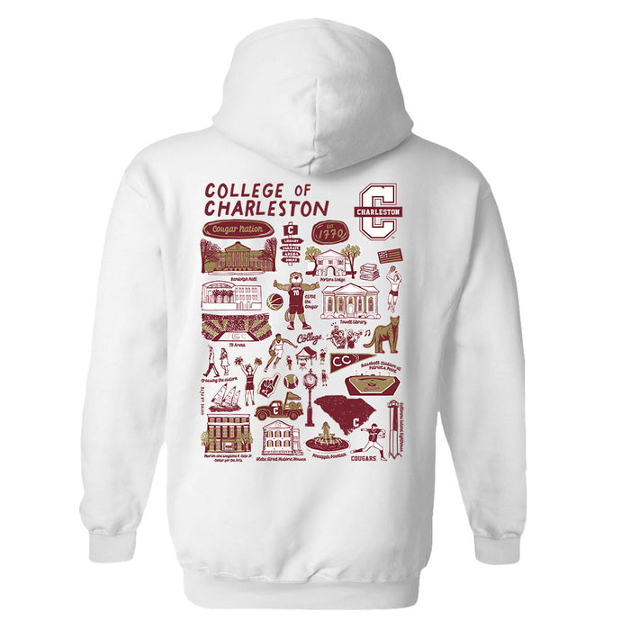 Charleston Cougars COC Hand Sketched Vive La Fete Impressions Artwork Maroon Cotton Fleece Long Sleeve Hoodie - Vive La Fête - Online Apparel Store