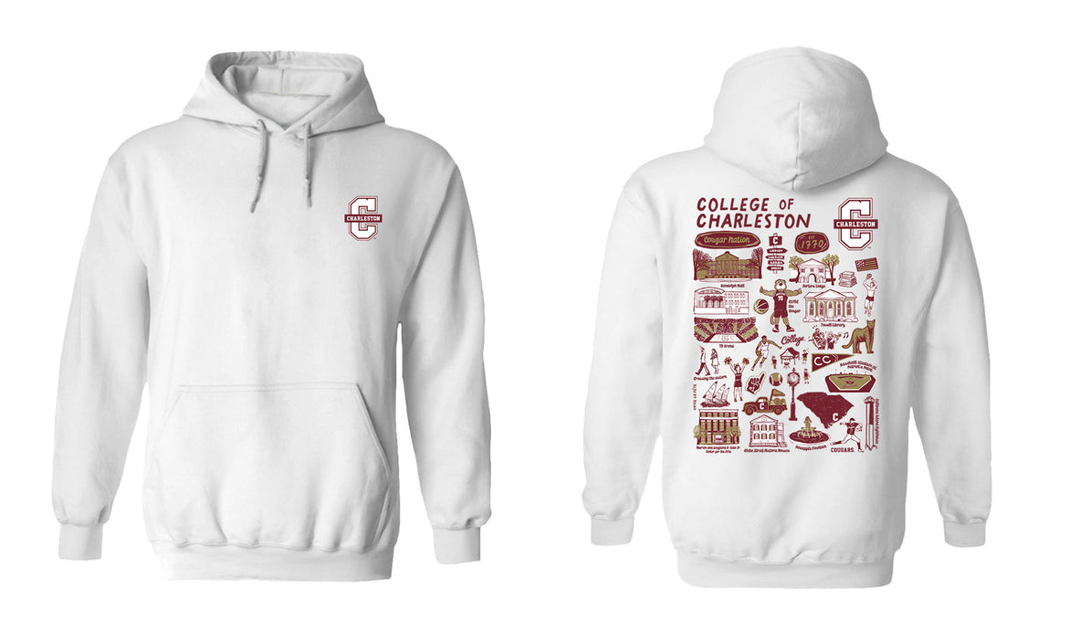 Charleston Cougars COC Hand Sketched Vive La Fete Impressions Artwork Maroon Cotton Fleece Long Sleeve Hoodie - Vive La Fête - Online Apparel Store