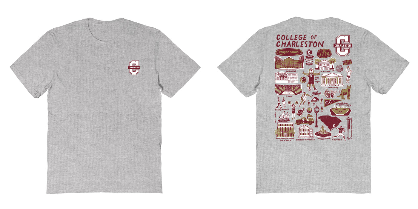 Charleston Cougars COC Vive La Fete Impressions Artwork Maroon Womens Cotton Tshirt - Vive La Fête - Online Apparel Store