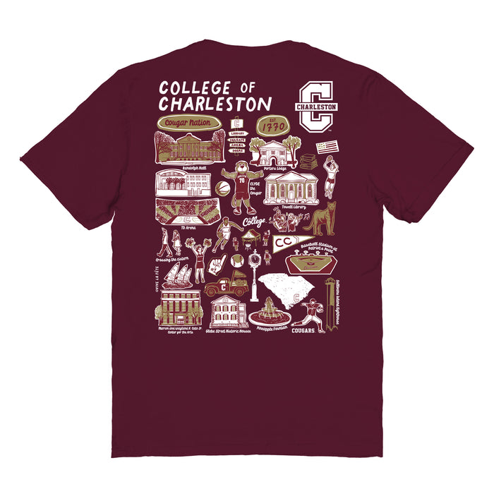 Charleston Cougars COC Vive La Fete Impressions Artwork Maroon Womens Cotton Tshirt - Vive La Fête - Online Apparel Store