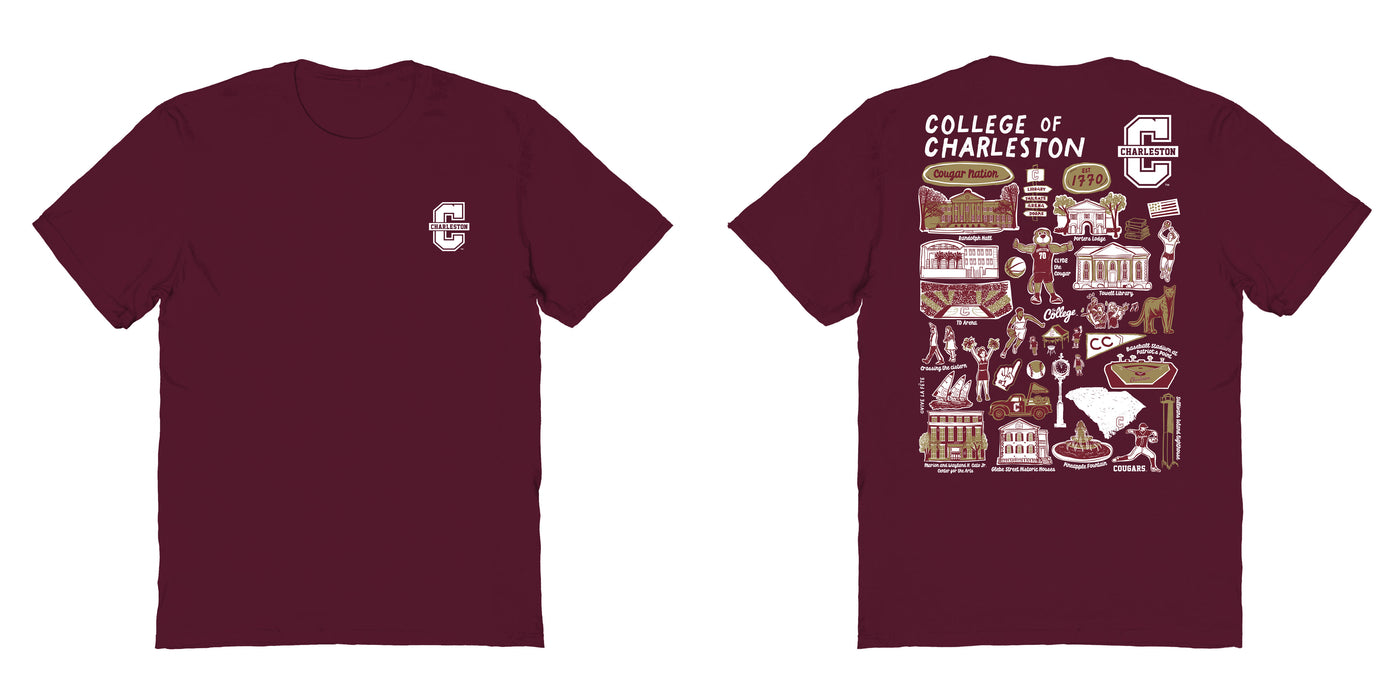 Charleston Cougars COC Vive La Fete Impressions Artwork Maroon Womens Cotton Tshirt - Vive La Fête - Online Apparel Store
