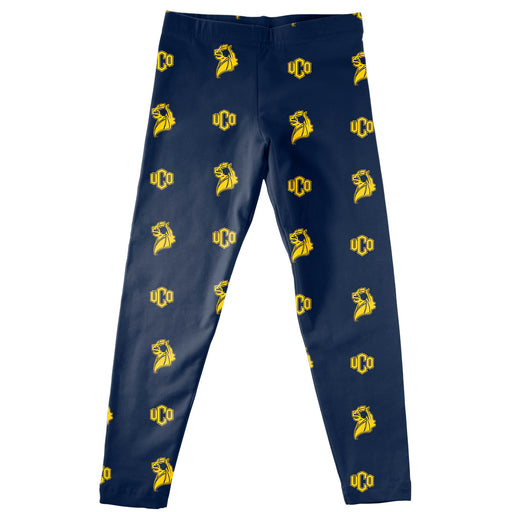 Central Oklahoma Bronchos Vive La Fete Girls Game Day All Over Two Logos Elastic Waist Classic Play Blue Leggings Tights