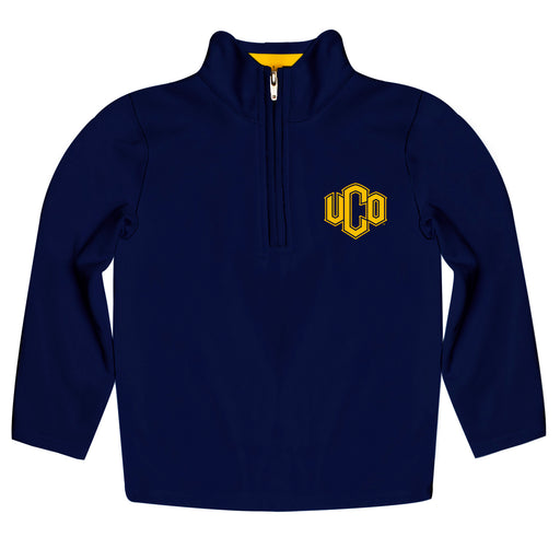 University of Central Oklahoma Bronchos Vive La Fete Game Day Solid Blue Quarter Zip Pullover Sleeves