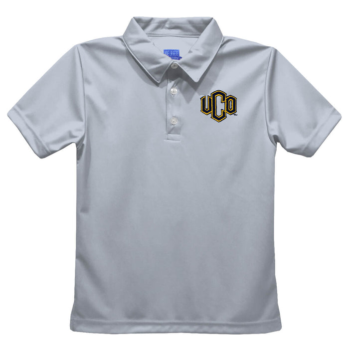 University of Central Oklahoma Bronchos Embroidered Gray Short Sleeve Polo Box Shirt