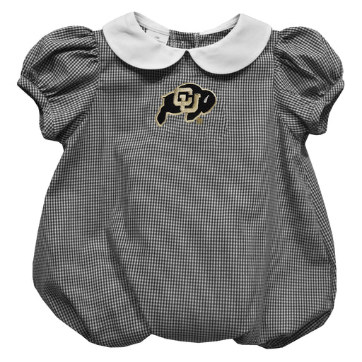 Colorado Buffaloes CU Embroidered Black Girls Baby Bubble Short Sleeve