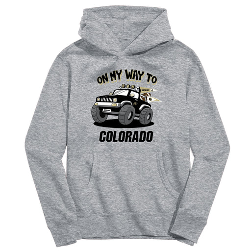 Colorado Buffaloes CU On My Way Monster Truck Heather Grey Cotton Youth Hoodie