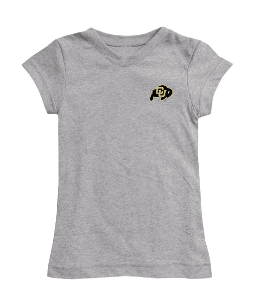 Colorado Buffaloes CU Hand Sketched Vive La Fete Impressions Artwork Grey Girls Cotton Short Sleeve Tee