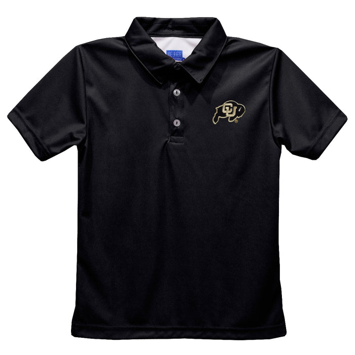 Colorado Buffaloes CU Embroidered Black Short Sleeve Polo Box Shirt