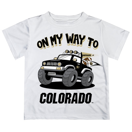 Colorado Buffaloes CU Vive La Fete Monster Truck Boys Game Day White Short Sleeve Tee