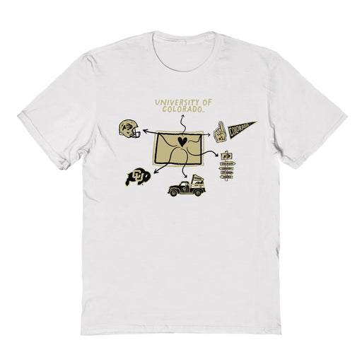 Colorado Buffaloes CU Hand Sketched Vive La Fete Impressions Icones Kids White T-shirt