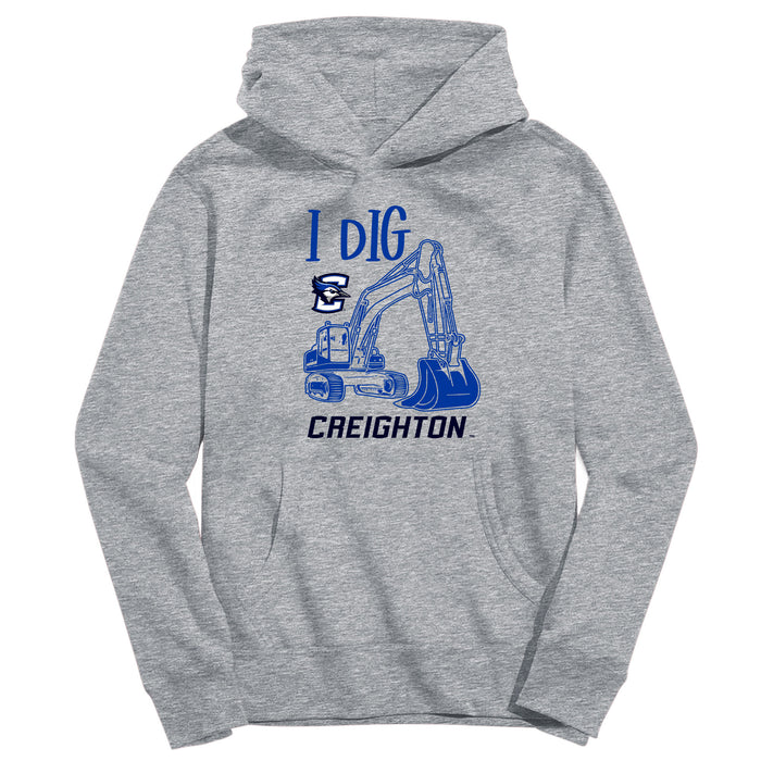 Creighton University Bluejays Excavator Heather Grey Cotton Youth Hoodie