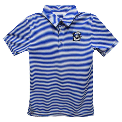 Creighton University Bluejays Embroidered Royal Stripes Short Sleeve Polo Box Shirt