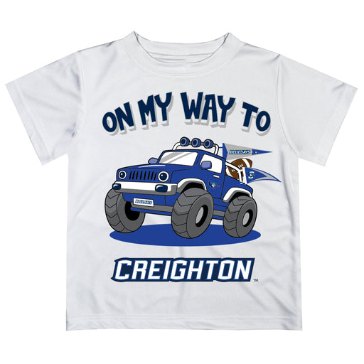 Creighton University Bluejays Vive La Fete Monster Truck Boys Game Day White Short Sleeve Tee
