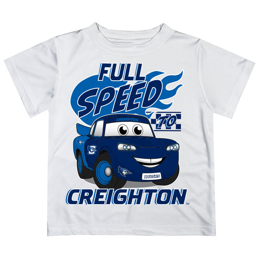 Creighton University Bluejays Vive La Fete Toy Racing Car Boys Game Day White Short Sleeve Tee