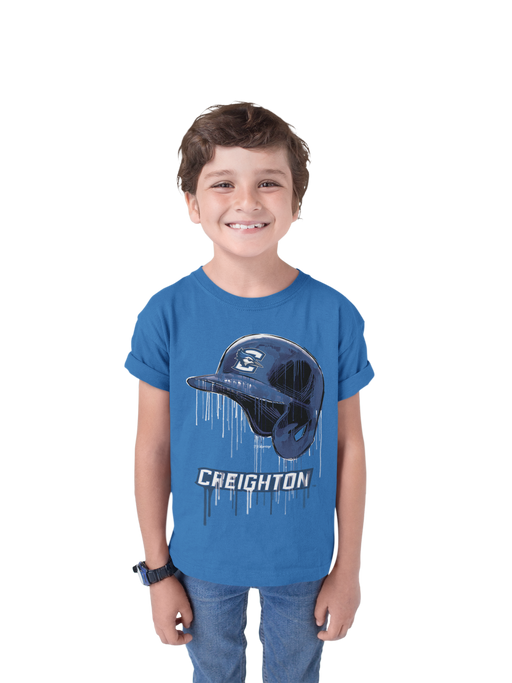 Creighton University Bluejays Original Dripping Baseball Helmet T-Shirt Cotton by Vive La Fete - Vive La Fête - Online Apparel Store