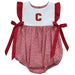 Cornell Big Red Embroidered Cardinal Red Gingham Girls Bubble
