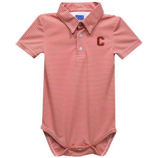 Cornell Big Red Embroidered Cardinal Red Stripe Knit Boys Polo Bodysuit
