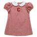 Cornell Big Red Embroidered Cardinal Red Gingham Short Sleeve A Line Dress