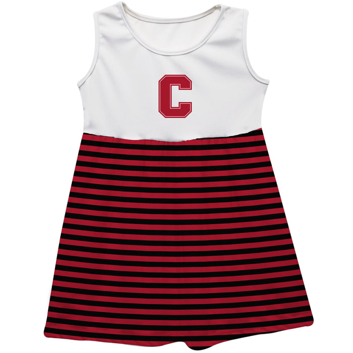 Cornell Big Red Vive La Fete Girls White Game Day Sleeveless Tank Dress Red Stripes on Skirt