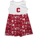 Cornell Big Red Sleeveless Tank Dress Girls White Repeat Print Hand Sketched Vive La Fete Impressions