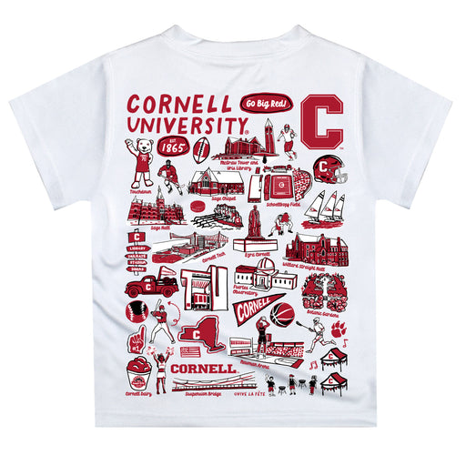 Cornell Big Red Hand Sketched Vive La Fete Impressions Artwork Boys Red Short Sleeve Tee Shirt - Vive La Fête - Online Apparel Store