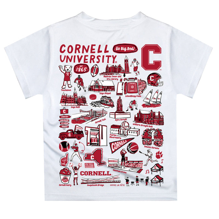 Cornell Big Red Hand Sketched Vive La Fete Impressions Artwork Boys Red Short Sleeve Tee Shirt