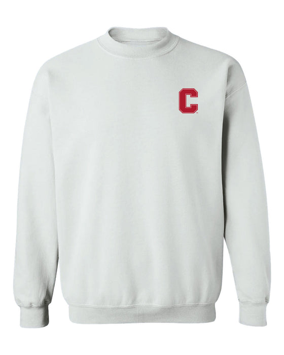 Cornell Big Red Hand Sketched Vive La Fete Impressions Artwork White Crew Neck Sweatshirt for Women