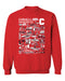 Cornell Big Red Hand Sketched Vive La Fete Impressions Red Cotton Crewneck Sweatshirt for Women