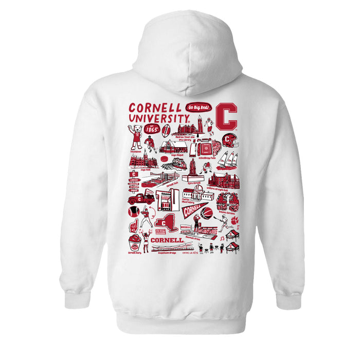 Cornell Big Red Hand Sketched Vive La Fete Impressions Artwork Red Boys Cotton Fleece Long Sleeve Hoodie