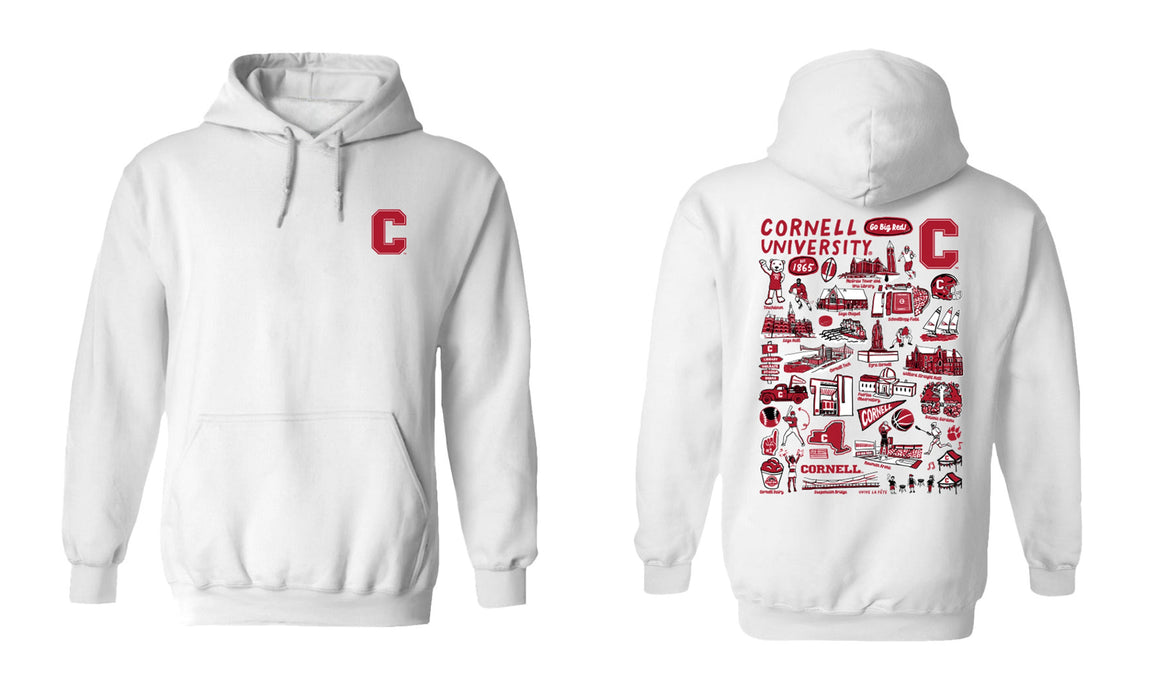 Cornell Big Red Hand Sketched Vive La Fete Impressions Artwork Red Boys Cotton Fleece Long Sleeve Hoodie