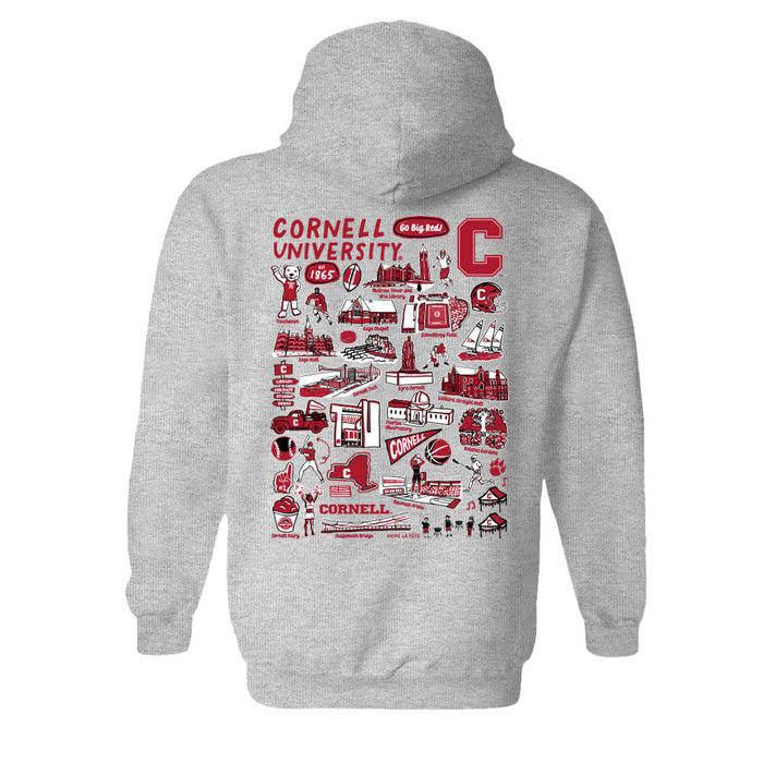 Cornell Big Red Hand Sketched Vive La Fete Impressions Artwork Red Boys Cotton Fleece Long Sleeve Hoodie