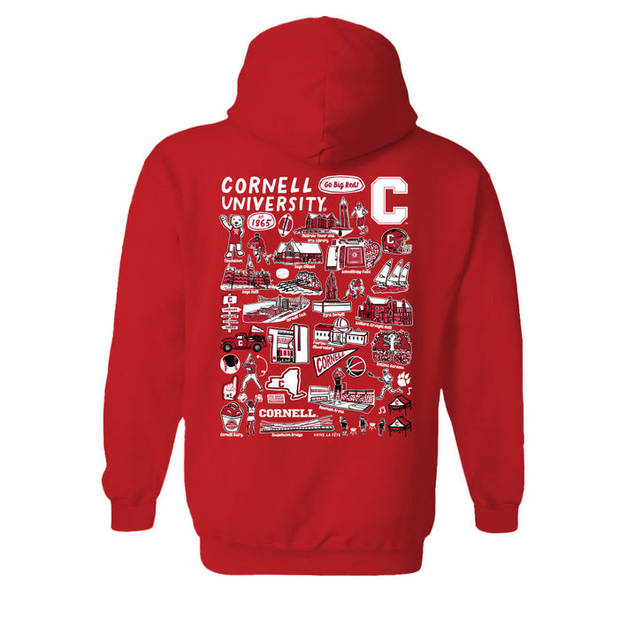 Cornell Big Red Hand Sketched Vive La Fete Impressions Artwork Red Boys Cotton Fleece Long Sleeve Hoodie