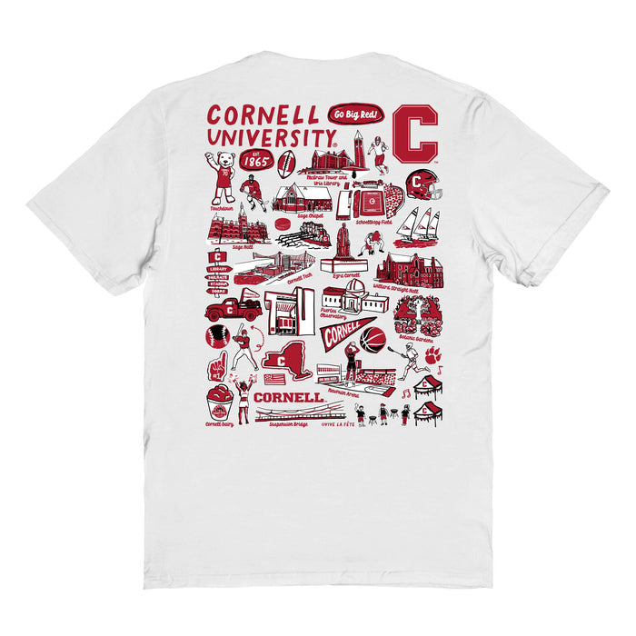 Cornell Big Red Vive La Fete Impressions Artwork Red Womens Cotton Tshirt