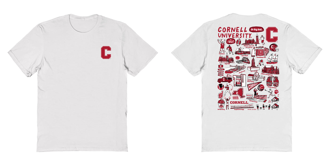 Cornell Big Red Vive La Fete Impressions Artwork Red Womens Cotton Tshirt