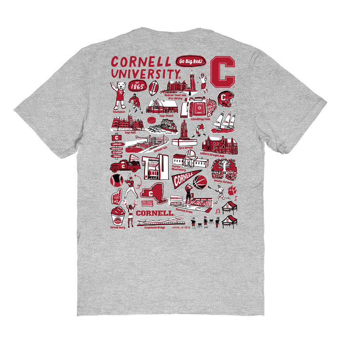 Cornell Big Red Vive La Fete Impressions Artwork Red Womens Cotton Tshirt